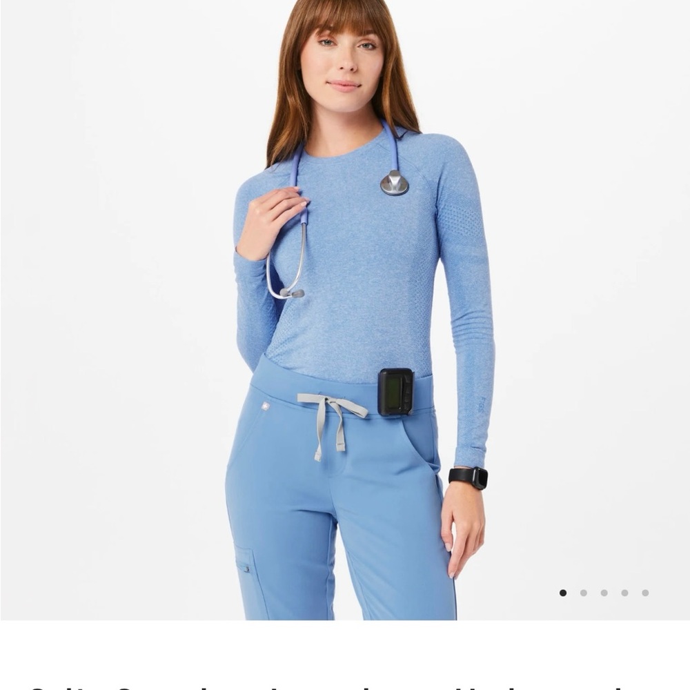 Figs Salta Top in Ceil Blue